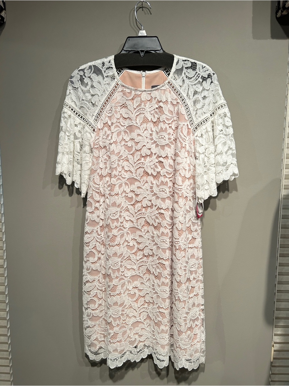 Vince Camuto White Lace Dress with Pink Slip